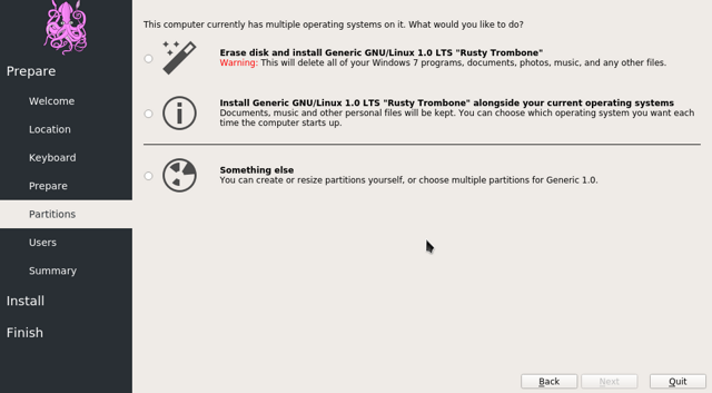 calamares linux GUI installer Manjaro KaOS Maui