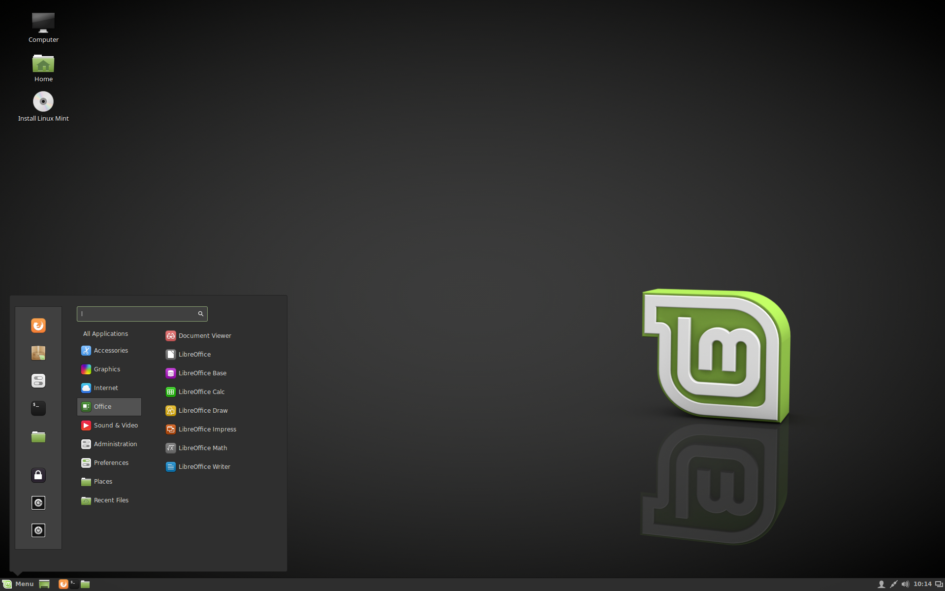 Linux Mint 18 with Cinnamon 3.0 and dark background
