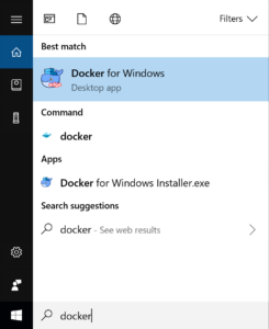 Docker in Windows start menu