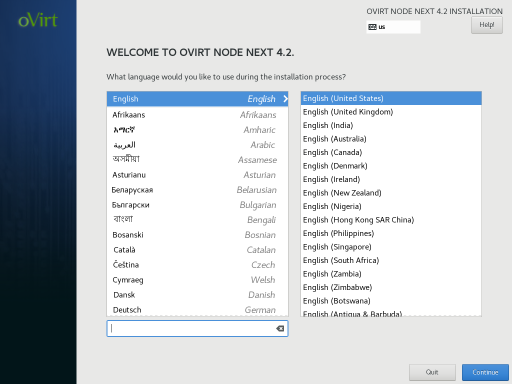 oVirt Node 4.2 Installation - 2 Welcome to Ovirt Node