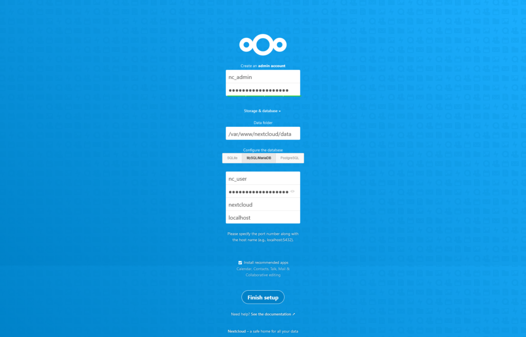 Nextcloud 19 Installation