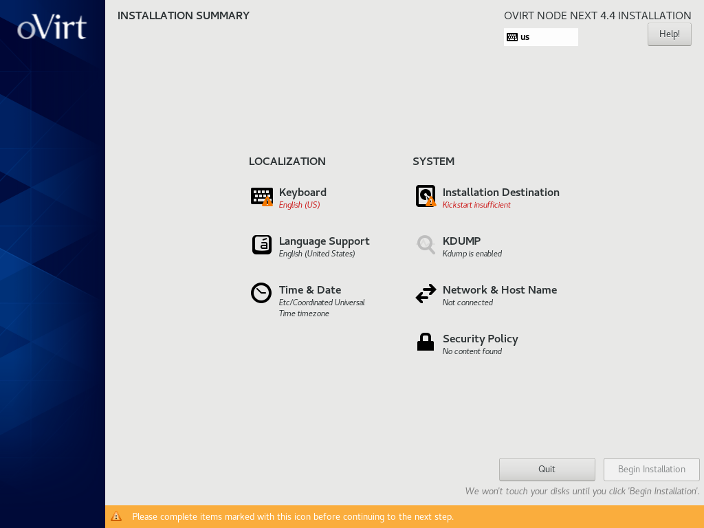 oVirt Node 4.4 Installation - 3 The Hub