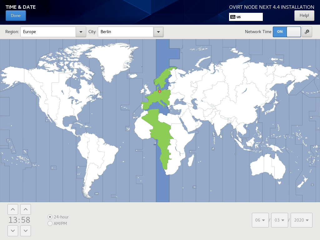 oVirt Node 4.4 Installation - 5 Timezone