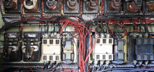 A mess of wires and electrical equipment